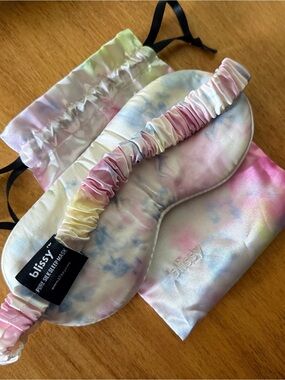 Blissy pure 100% mulberry silk Tie-Dye Sleep Mask with Scrunchie Strap